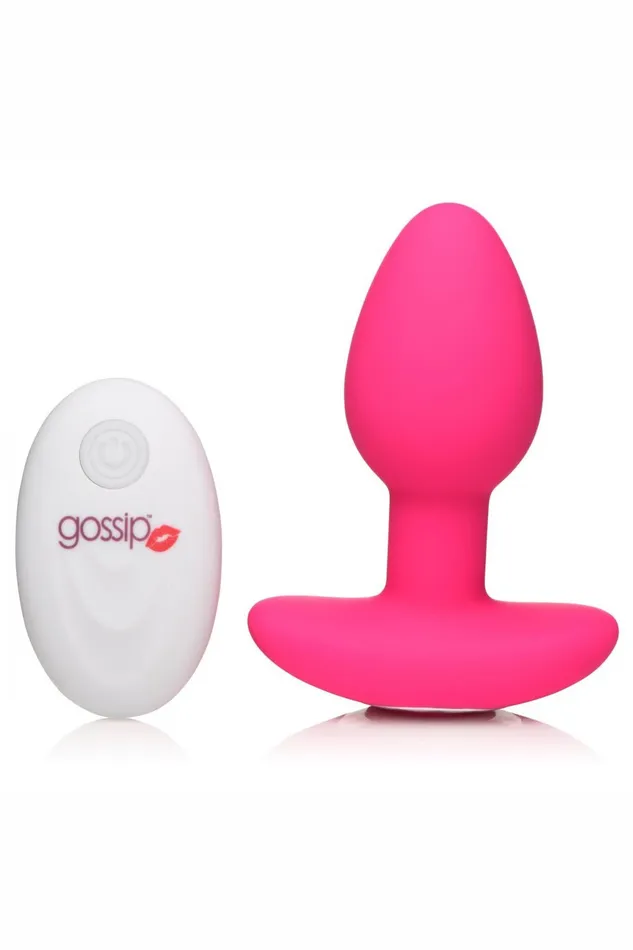 10X Pop Rocker Vibrating Silicone Plug with Remote Magenta Sd Male Sex Toys