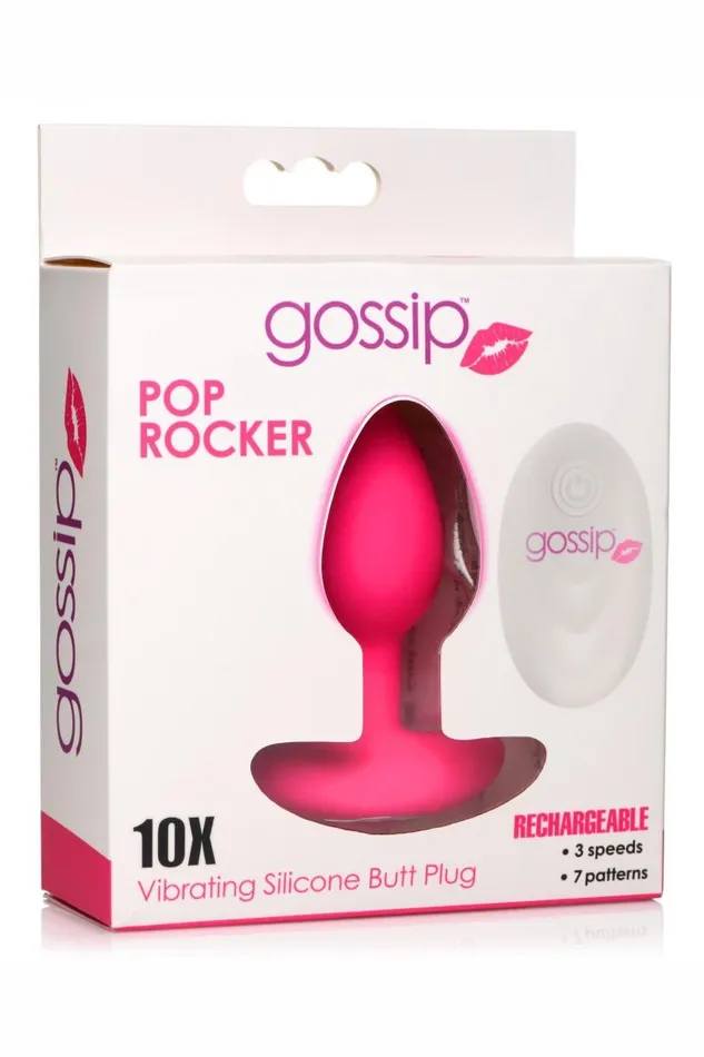 10X Pop Rocker Vibrating Silicone Plug with Remote Magenta Sd Male Sex Toys