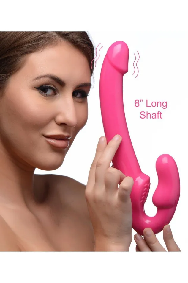 7X Revolver Slim 8 inch Vibrating Strapless Strapon Sd Anal