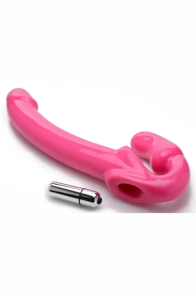 7X Revolver Slim 8 inch Vibrating Strapless Strapon Sd Anal