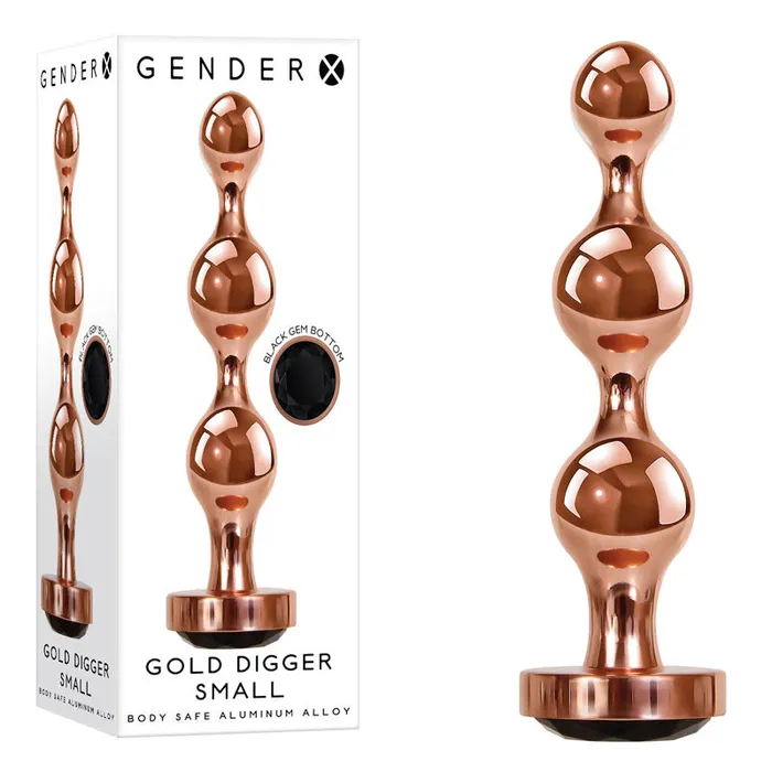 Anal Gender X Gender X GOLD DIGGER SMALL Rose Gold Small Butt Plug with Black Gem Base