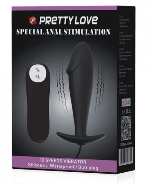 Anal Pretty Love Pretty Love Vibrating Penis Shaped Butt Plug Black