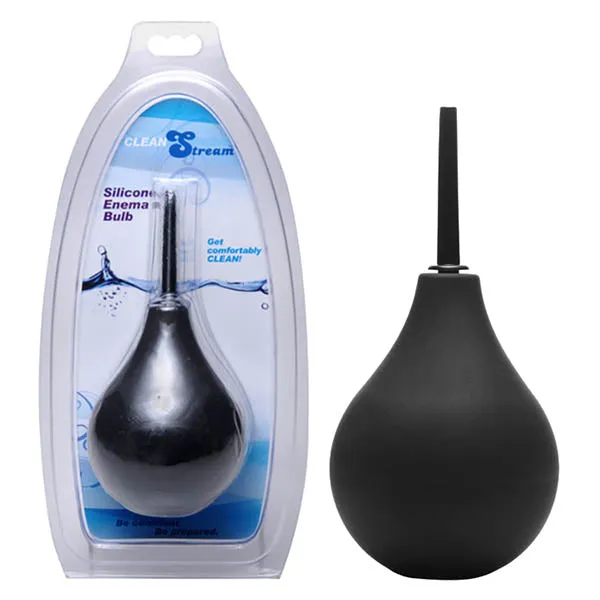 CleanStream Thin Tip Silicone Enema Bulb Black Unisex Douche XR BRANDS Anal