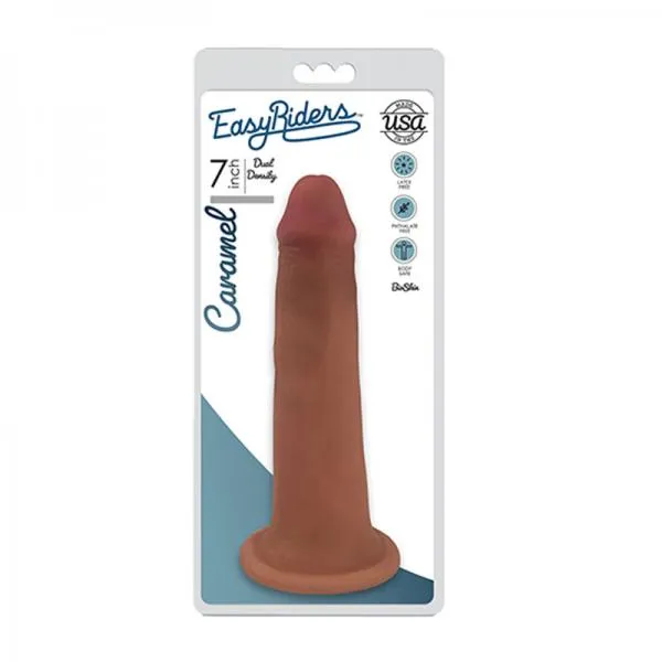 Curve Novelties Dildos Easy Riders 7 Inches Dual Density Dong Caramel Tan