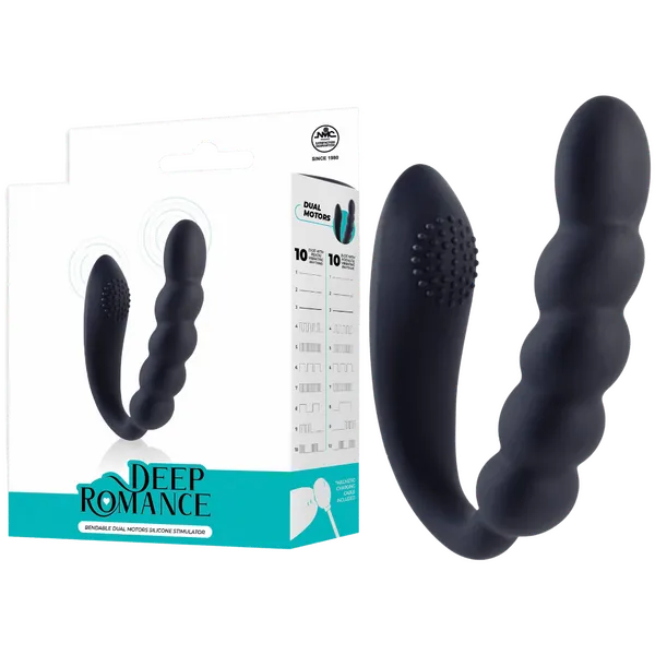 Deep Romance Bendable Dual Motors Silicone Stimulator Black Excellent Power Anal