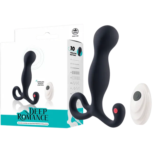 Deep Romance Remote Controlled Silicone Prostate Stimulator Black Excellent Power Anal