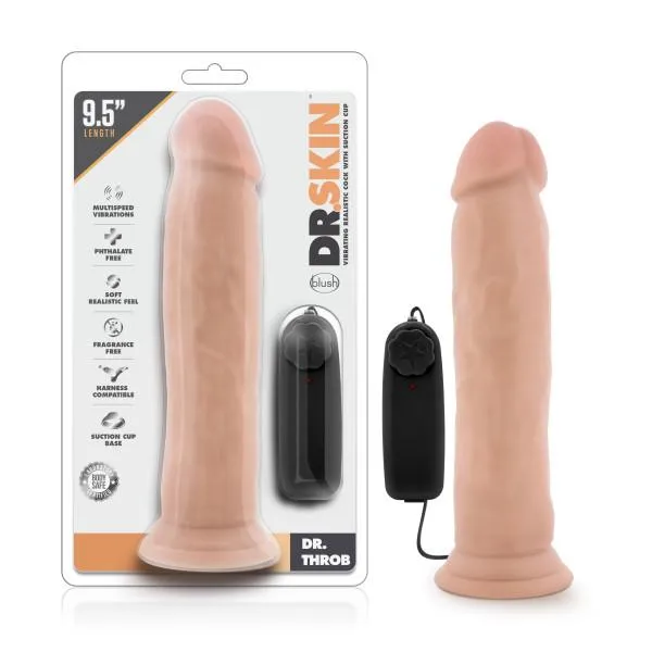 Dildos Blush Dr Throb 95 Inches Vibrating Cock Suction Cup Beige