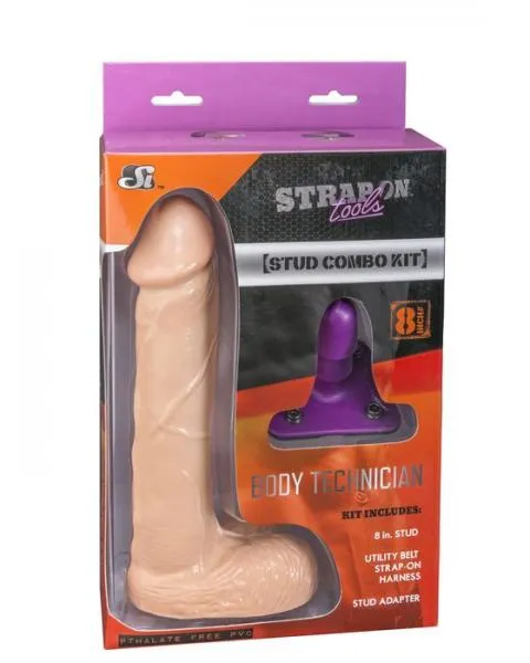 Dildos Strap On Tools Body Technician Kit 8 Inches Beige