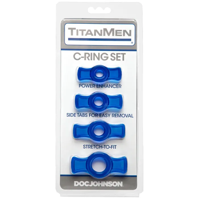 Doc Johnson Male Sex Toys TitanMen Cock Ring Set Blue