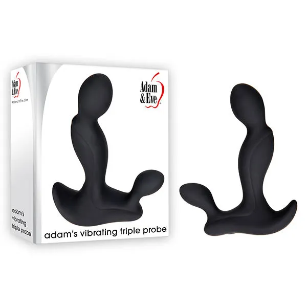 EVOLVED NOVELTIES INC Anal Adam Eve Adams Vibrating Triple Probe Black USB Rechargeable Prostate Massager