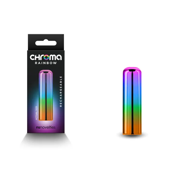 Female Sex Toys NS Novelties Chroma Rainbow Small Metallic Rainbow 68 cm USB Rechargeable Bullet