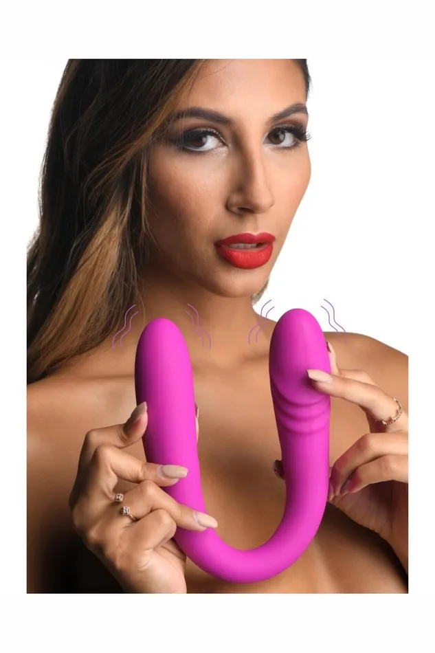 Female Sex Toys Sd 7X Double Team Silicone Double Dildo with Remote