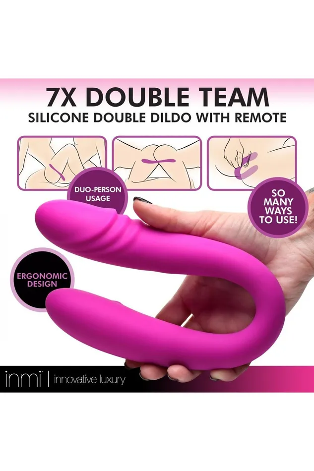 Female Sex Toys Sd 7X Double Team Silicone Double Dildo with Remote