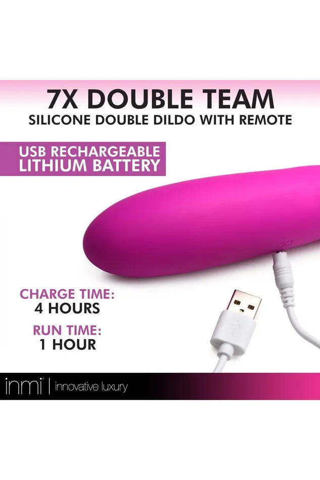 Female Sex Toys Sd 7X Double Team Silicone Double Dildo with Remote