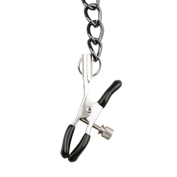 Fetish Collection Collar Nipple Clamps w Chain Black Easytoys Anal