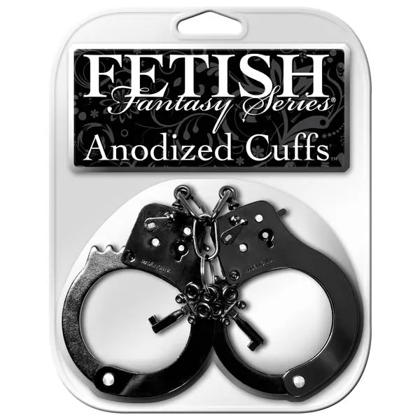 Fetish Fantasy Series Anodized Cuffs Black Metal Restraints Pipedream Couples