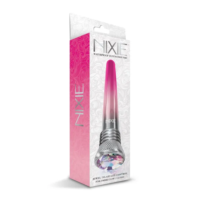 Global Novelties llc Vibrators Nixie Jewel Ombre Classic Vibe 10 Function Pink Glow wstorage bag