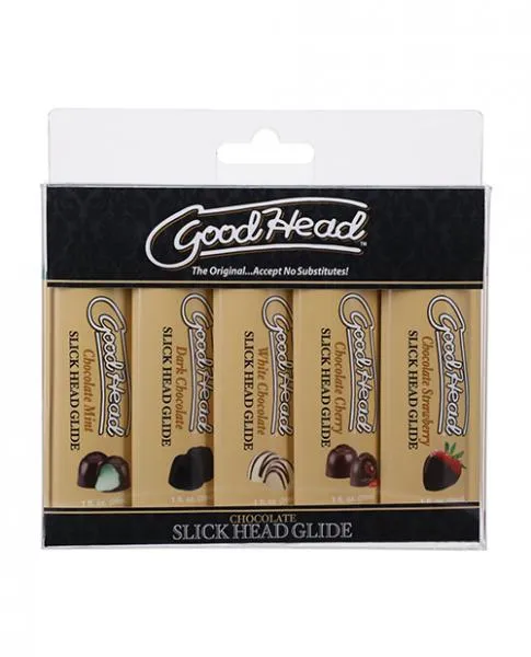 Goodhead Chocolate Slick Head Glide Asst Flavors Pack Of 5 GoodHead Male Sex Toys