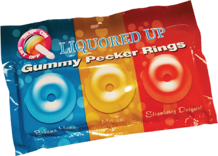 Hott Products Unlimited Male Sex Toys Liquored Up Pecker Gummy Rings 3 Pack