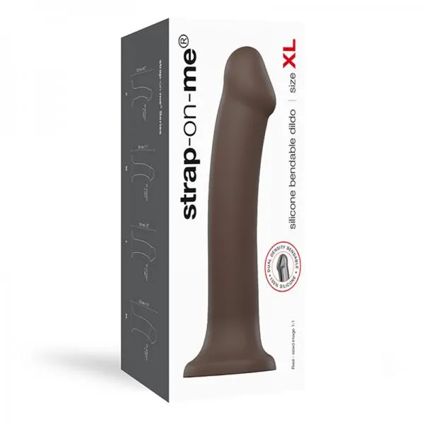 Lovely Planet Female Sex Toys Strap On Me Semi Realistic Dual Density Bendable Dildo Chocolate Size Xl