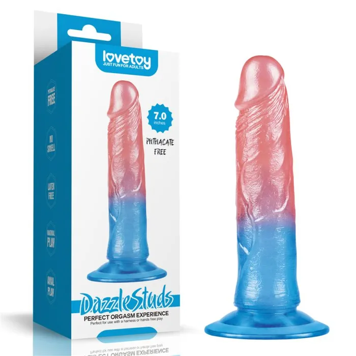 Lovetoy Vibrators Dazzle Studs Dildo 7in PinkBlue