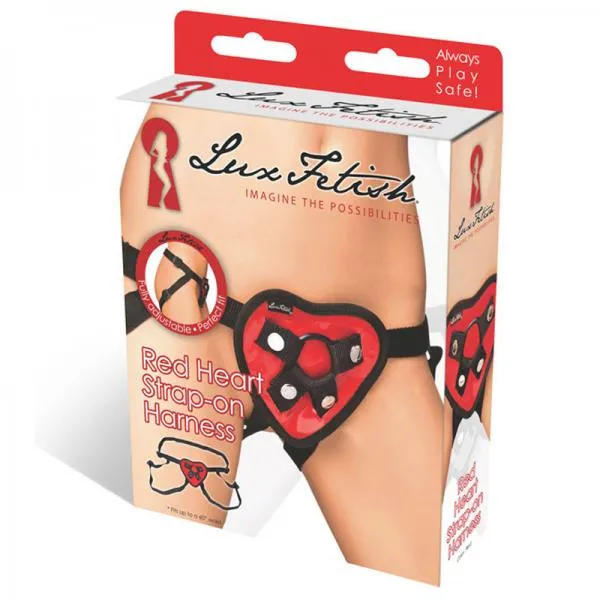 Lux Fetish Red Heart Strap On Harness OS Electric Eel Female Sex Toys