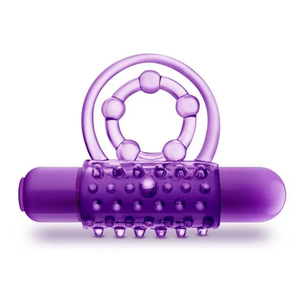 Male Sex Toys Blush The Player Vibrating Double Strap Cock Ring Purple