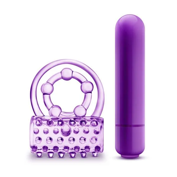 Male Sex Toys Blush The Player Vibrating Double Strap Cock Ring Purple