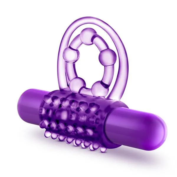 Male Sex Toys Blush The Player Vibrating Double Strap Cock Ring Purple