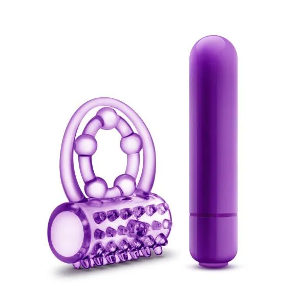 Male Sex Toys Blush The Player Vibrating Double Strap Cock Ring Purple