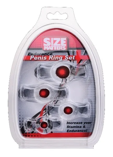 Male Sex Toys XR Brands Size Matters Endurance Clear 4 Ring Penis Set