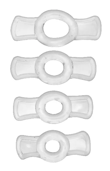 Male Sex Toys XR Brands Size Matters Endurance Clear 4 Ring Penis Set