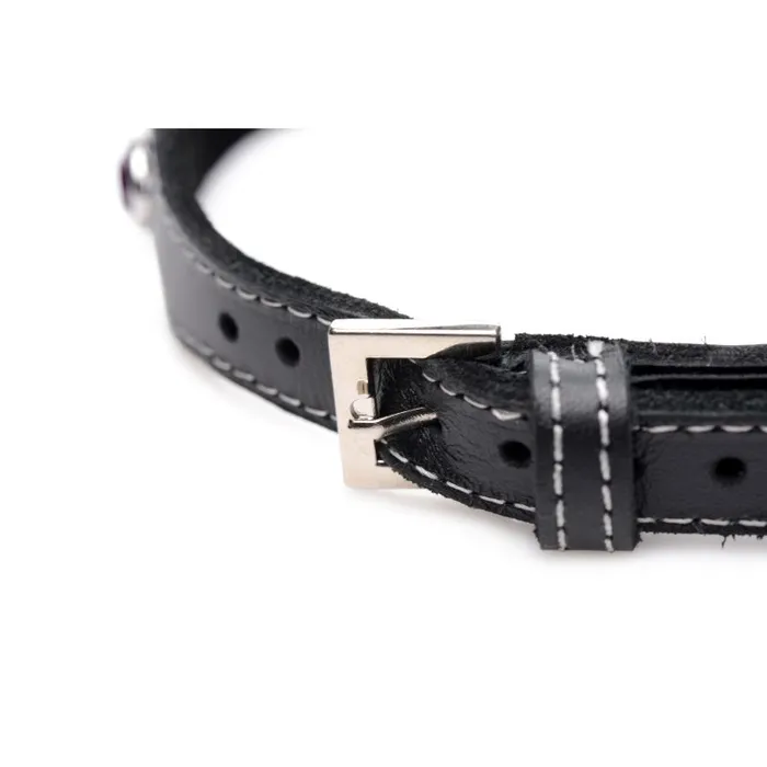 Master Series Anal Bling Vixen Leather Choker w Clear Rhinestones