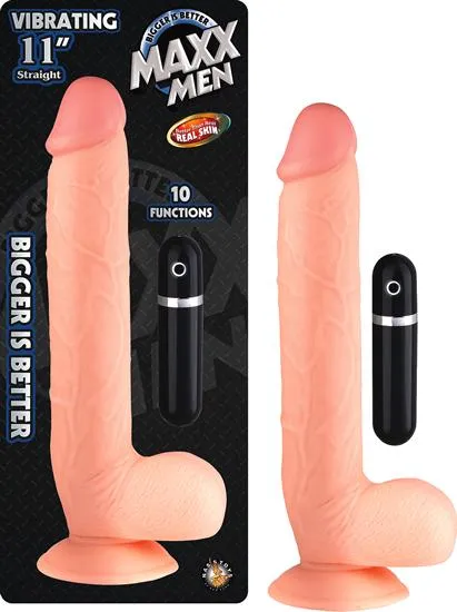 Nasstoys Dildos Maxx Men Vibrating 11 Inches Straight Dong Beige