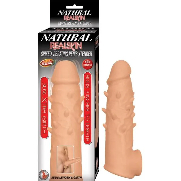 Nasstoys Male Sex Toys Natural Realskin Spiked Vibrating Penis Xtender White