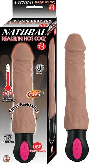 Natural Realskin Hot Cock 3 Brown Vibrating Dildo Nasstoys Dildos