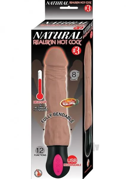 Natural Realskin Hot Cock 3 Brown Vibrating Dildo Nasstoys Dildos