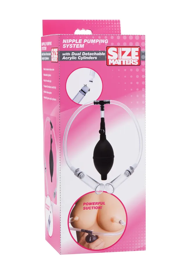 Nipple Pumping System with Dual Cylinders Size Matters Female Sex Toys