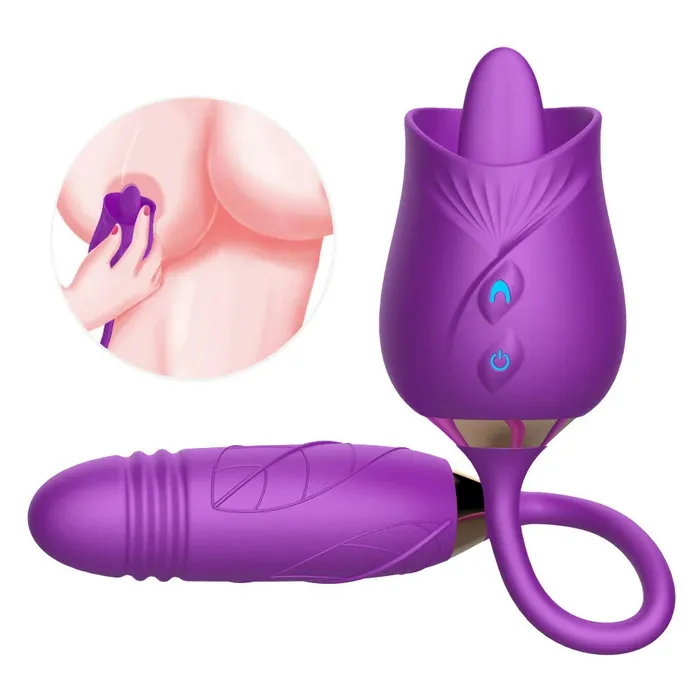 OOTYEMO Vibrators Double Tongue Licking Rose Toys