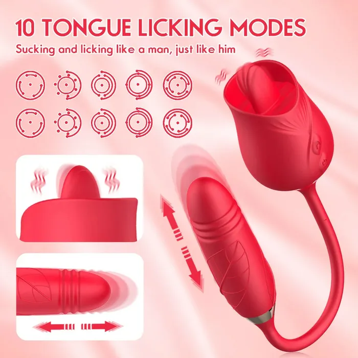 OOTYEMO Vibrators Double Tongue Licking Rose Toys