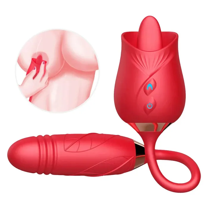 OOTYEMO Vibrators Double Tongue Licking Rose Toys