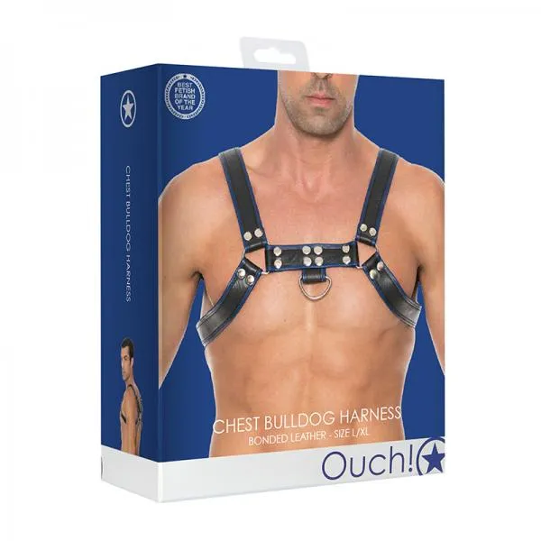 Ouch Chest Bulldog Harness LXl Blue Shots Vibrators