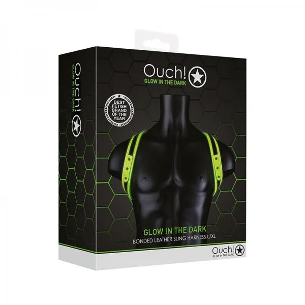 Ouch Glow Sling Harness Glow In The Dark Green LXl Glo Female Sex Toys