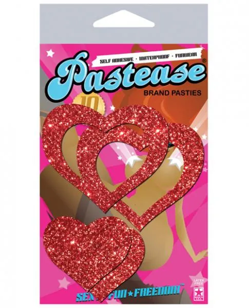 Pastease Brand Pasties Pastease Glitter Peek A Boob Hearts Pasties Red Vibrators