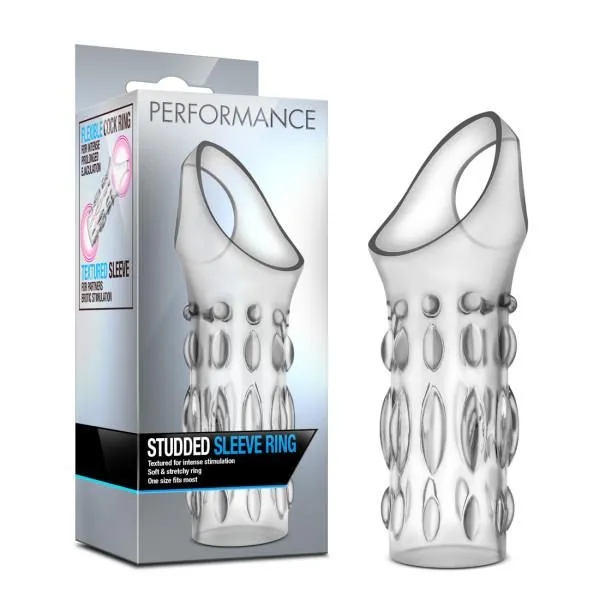 Performance Studded Sleeve Ring Clear Performance Male Sex Toys