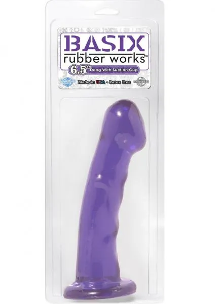 Pipedream Dildos Basix Rubber Works 65 Inches Purple Dong Suction Cup