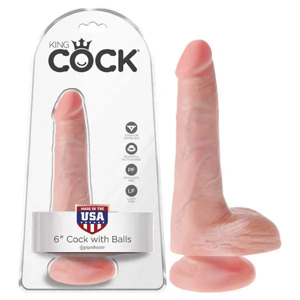 Pipedream Dildos King Cock 6 Cock with Balls Flesh 152 cm Dong