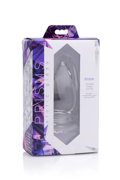 Prisms Erotic Glass Anal Ember Weighted Tapered Anal Plug Glass Clear