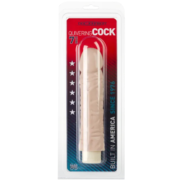 Quivering Cock Vibrator With Sleeve 8 Inches Beige Doc Johnson Male Sex Toys