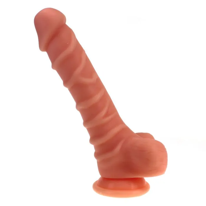 Realistic Dildo Ridged Shaft with Balls Flesh XMEN Female Sex Toys